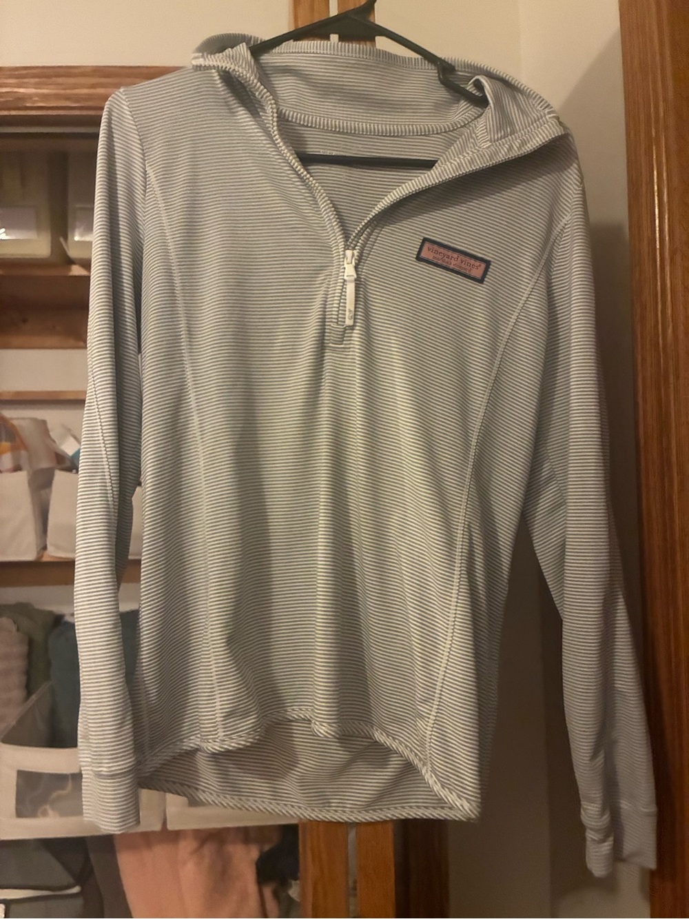 Vineyard Vines Light Blue & White Striped Quarter-Zip Hoodie